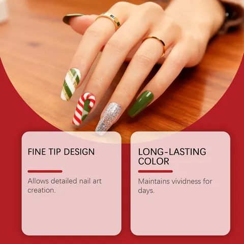 TORVIKX Juego de 12 Colores de Plumas Marcadoras de Nail Art DIY Navideño Base de Agua No Tóxico Secado Rápido Pluma de Dibujo de Uñas