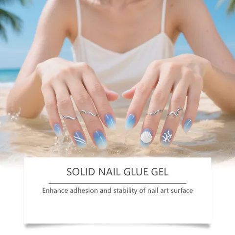 Nymixa Solid Nail Glue Gel 5g No UV Lamp Required Fast Air Dry Strong Adhesion Nail Art Adhesive Glue For Nail Tips Manicure Care