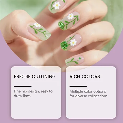 Plumas Marcadoras de Arte de Uñas Multicolor de Doble Punta Base de Agua Secado Rápido Herramientas de Dibujo DIY para Mujeres