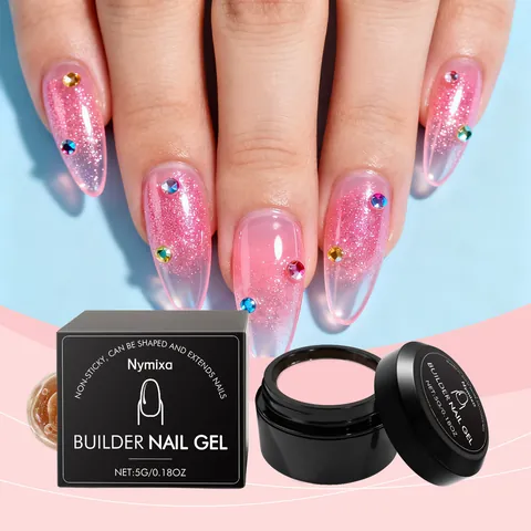 Nymixa Non-Sticky Nail Extension Gel 5g Professional DIY Builder Nail Gel For Manicure Shape Fast Dry Natural Look