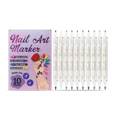 Plumas Marcadoras de Arte de Uñas Multicolor de Doble Punta Base de Agua Secado Rápido Herramientas de Dibujo DIY para Mujeres