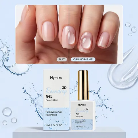Nymixa 3D Raindrop Gel Top Coat Clear Sculpting Nail Gel For Creative 3D Nail Art Design High Gloss Removable Professional DIY Gel Polish