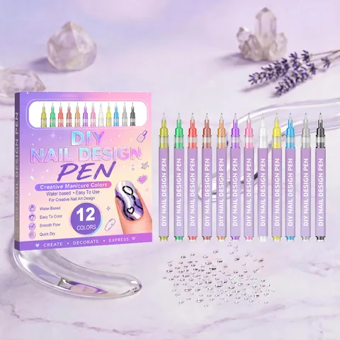 Juego de Rotuladores de Arte de Uñas Multicolor DIY Secado Rápido Resistente al Agua a Base de Agua Flujo Suave Kit de Herramientas de Pintura de Uñas para Mujeres Principiantes