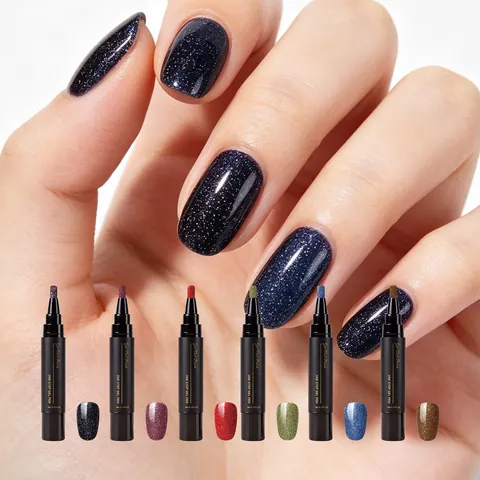 Stylo Vernis à Ongles Gel Portable Une Étape Pailleté Soak Off Stylo Manucure pour Usage Quotidien Femme Beauté Nail Art