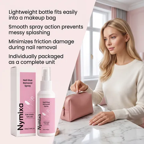 Nymixa Nagelkleber Entfernungsspray Schnelle Reinigung Flüssiger Entferner für Solid Tips Gel Press On Nails Kleberreste Pflege