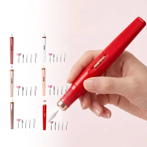 Set Manicure Professionale Con Fresa per Unghie Elettrica Portatile E 5 Testine Lucidatura Kit per la Cura Delle Unghie Donna