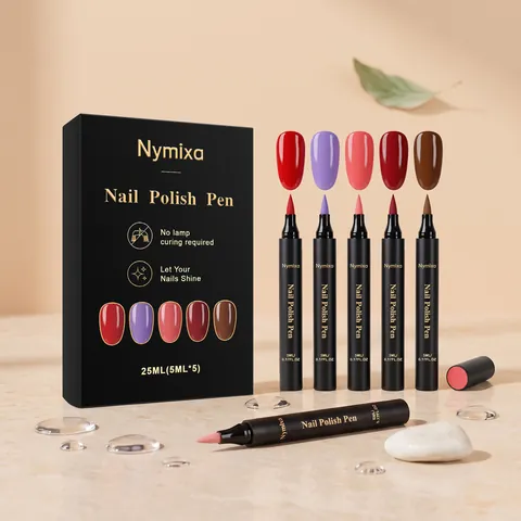 Nymixa Colorful Nail Polish Pen Set Quick Dry Manicure Pen No UV Lamp Needed Easy Use DIY Nail Art Tool For Women