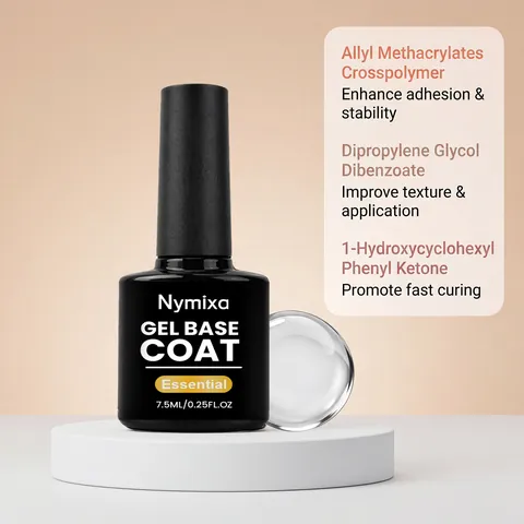 Nymixa Professional Clear Gel Base Coat For DIY Nail Art Long Lasting Smooth Application Curing Under LED UV Lamp Essential