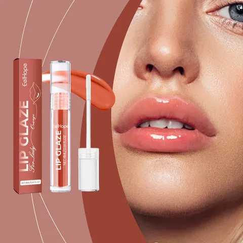 EELHOPE Moisturizing Lip Glaze Orange Long Lasting Waterproof Glossy Lip Gloss Portable Hydrating Lip Tint For Women