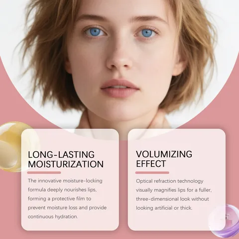 Lip Plumping Gloss 3.3ml Ενυδατικό Λάδι Χειλιών Εξομάλυνση Γραμμών Χειλιών Υψηλή Λάμψη Εφέ Γυάλινων Χειλιών Nude Lipgloss για Γυναίκες