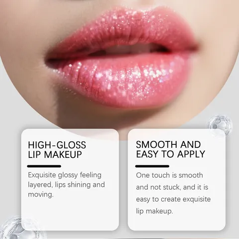 Zephoco Rosa Púrpura Diamante Brillo Labial Reluciente Brillo Lápiz Labial Alto Brillo Suave Hidratante Maquillaje Cosmético Mujer