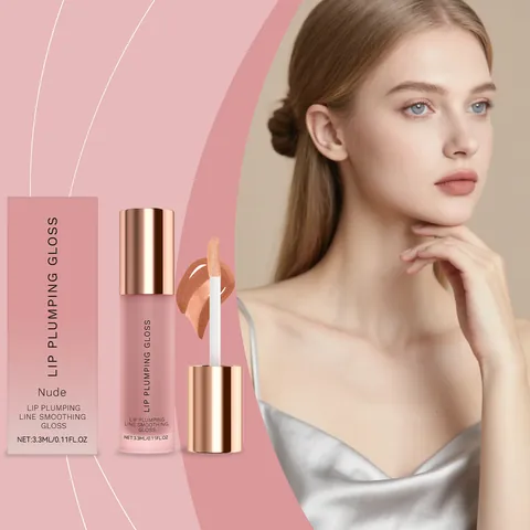 Lip Plumping Gloss 3.3ml Ενυδατικό Λάδι Χειλιών Εξομάλυνση Γραμμών Χειλιών Υψηλή Λάμψη Εφέ Γυάλινων Χειλιών Nude Lipgloss για Γυναίκες