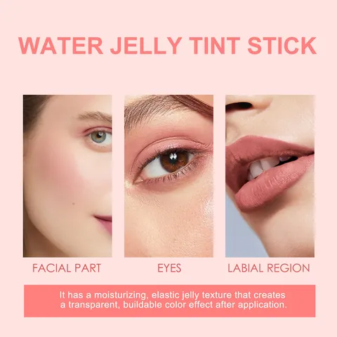 Water Jelly Tint Stick Moisturizing Blush Lip Stain Multi Use Face Makeup Natural Glow Long Lasting Cheek Tint