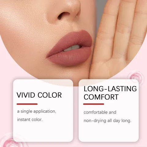 ZEPHOCO Matte Lip Cream Brown Red Moisturizing Silk Smooth Liquid Lipstick For Women Daily Dating Makeup Lip Gloss