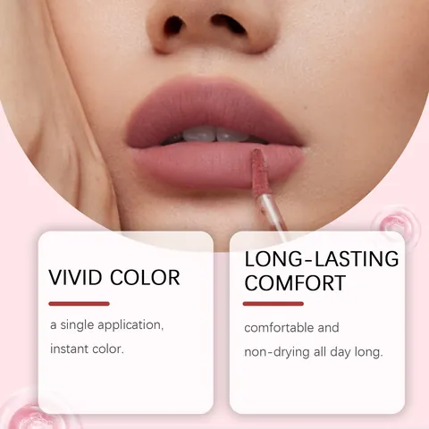 ZEPHOCO Nude Ροζ Ματ Κραγιόν Gloss Ink-Matte Lip Cream Ενυδατικό Υγρό Κραγιόν Μεγάλης Διάρκειας για Γυναικείο Μακιγιάζ
