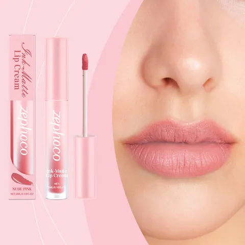 ZEPHOCO Nude Ροζ Ματ Κραγιόν Gloss Ink-Matte Lip Cream Ενυδατικό Υγρό Κραγιόν Μεγάλης Διάρκειας για Γυναικείο Μακιγιάζ