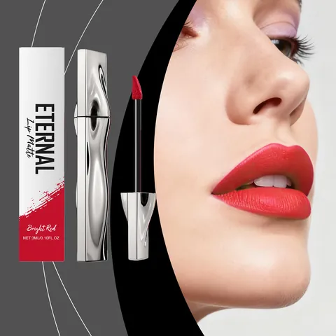 Bright Red Matte Lip Gloss Long Lasting Waterproof Smooth Moisturizing Liquid Lipstick For Women Daily Party Makeup