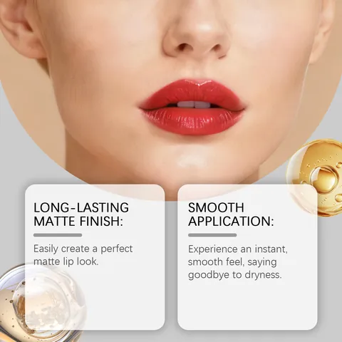 Bright Red Matte Lip Gloss Long Lasting Waterproof Smooth Moisturizing Liquid Lipstick For Women Daily Party Makeup