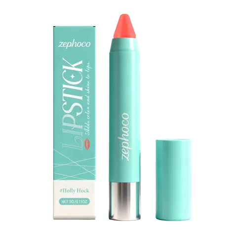 Zephoco Lápiz Labial Mate Rojo Naranja Radiante Suave de Larga Duración Hidratante Sedoso Maquillaje de Labios para Mujer Color Holly Hock