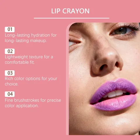 Zephoco Velvet Matte Lip Crayon Pink Purple Long Lasting Lightweight Moisturizing Lip Gloss Lip Tint Pencil For Women Makeup