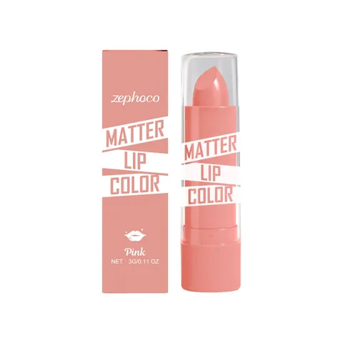 Lápiz Labial Mate Hidratante Rosa Zephoco Terciopelo Rosa Nude Hidratante Rellenador Maquillaje de Labios de Larga Duración
