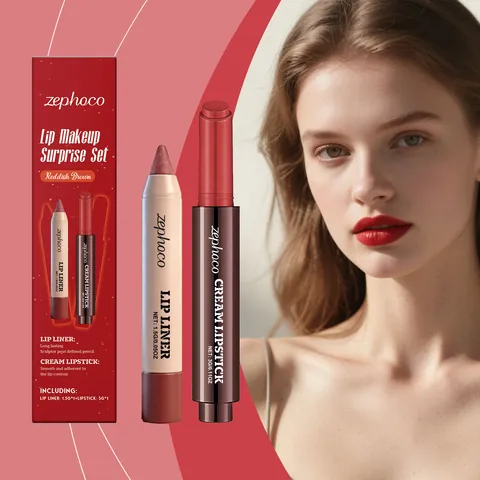 Zephoco Set De Maquillaje De Labios Delineador De Labios Hidratante Y Lápiz Labial En Crema Duo Cosméticos De Labios Mate De Larga Duración