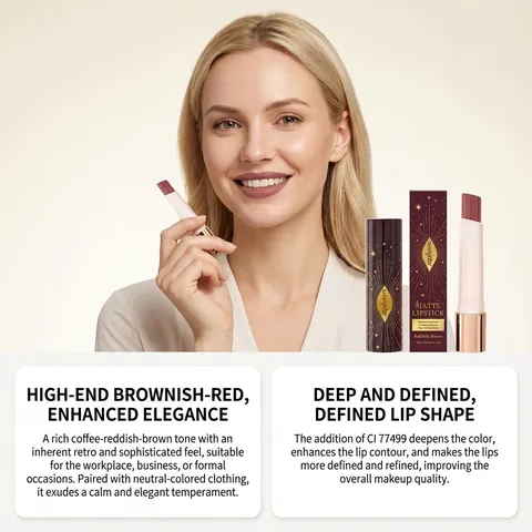 Zephoco Reddish Brown Starburst Matte Lipstick Long Lasting Moisturizing Velvet Matte Lip Makeup For Women Daily Use