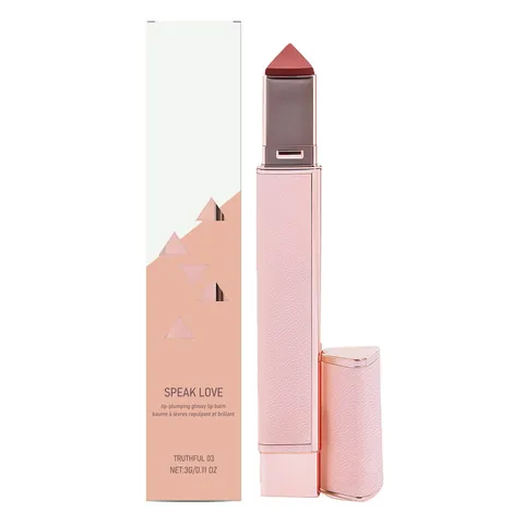 SPEAK LOVE Burrocacao Volumizzante Lucido Truthful 03 Marrone Rosato Idratante Tubetto in Pelle Trucco Labbra Gentile