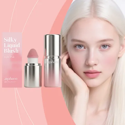 Zephoco Light Pink Silky Liquid Blush Lightweight Watery Texture Natural Face Modification Moisturizing Blush for Women