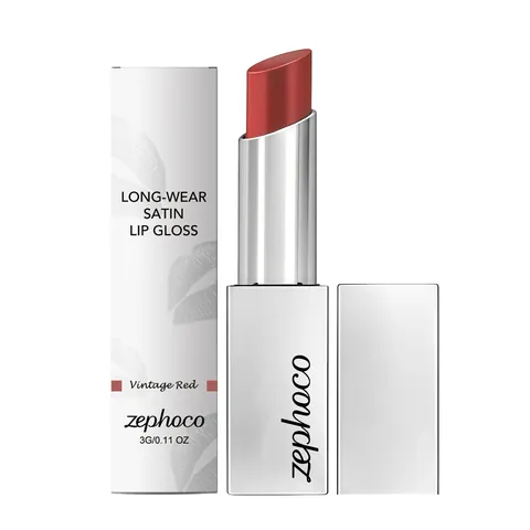 Satin Lippenstift Vintage Rot Langanhaltend Feuchtigkeitsspendend Lip Tint Glatte Natürliche Farbe Lippen Make-up Damen 3g Kosmetik