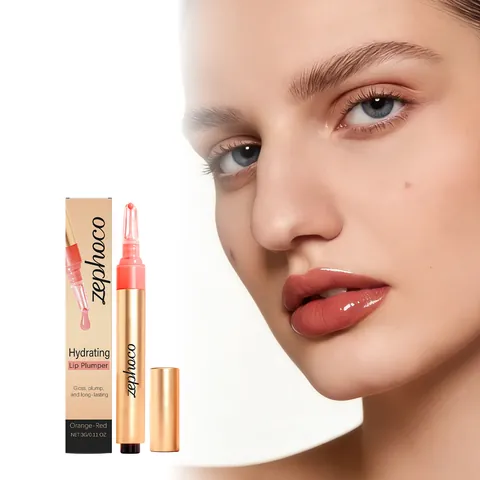 Zephoco Hydrating Lip Plumper Orangerot Lippen Gloss Langanhaltend Feuchtigkeitsspendend Glänzender Lippenstift Für Damen Make-up