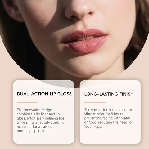 Zephoco 2 en 1 Espejo Esmalte de Labios Cacao Nude Lápiz Labial Hidratante Impermeable Larga Duración Maquillaje Natural Mujer