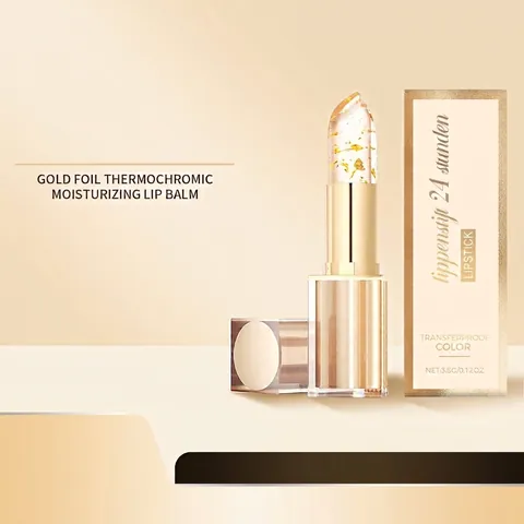 Lápiz Labial Hidratante de Pan de Oro con Cambio de Color por Temperatura Bálsamo Labial de Larga Duración Impermeable