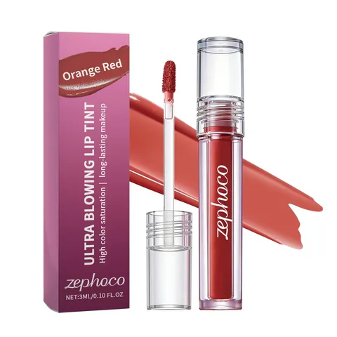Tinta Labbra Zephoco Rosso Arancio Lucida a Lunga Durata Liscia Non Appiccicosa Chiara Idratante Lip Gloss per Donna Bellezza