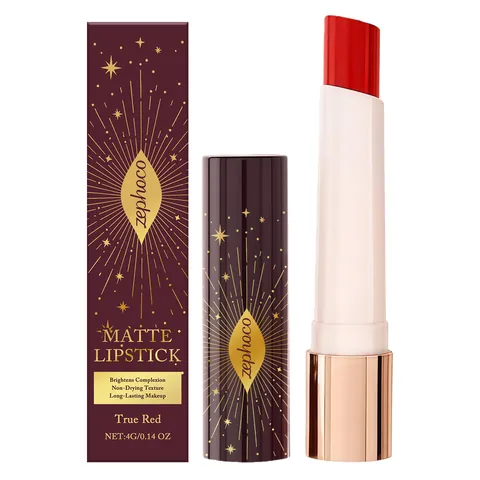 Zephoco Matt Lippenstift Sternenstrahl Design Echtes Rot Langanhaltendes Wasserfestes Lippen Make-up Für Damen Täglich Dating Geschenk