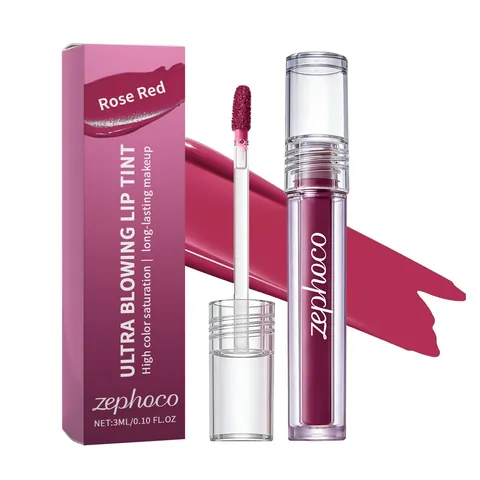 Zephoco Rosso Rosa Tinta Labbra Idratante Alta Pigmentazione Setoso Finitura Opaca Lunga Durata Lucidalabbra Trucco Donna Portatile