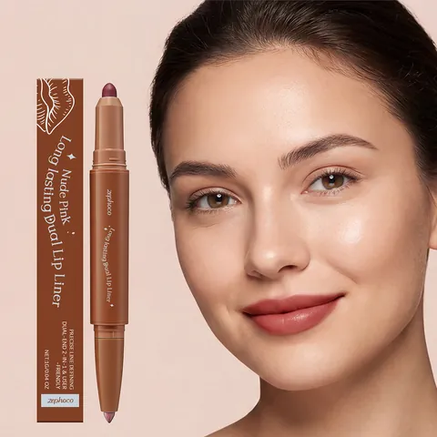 Zephoco Lápiz de Labios y Pintalabios de Doble Punta Rosa Nude Hidratante Lápiz de Maquillaje Portátil para Mujer