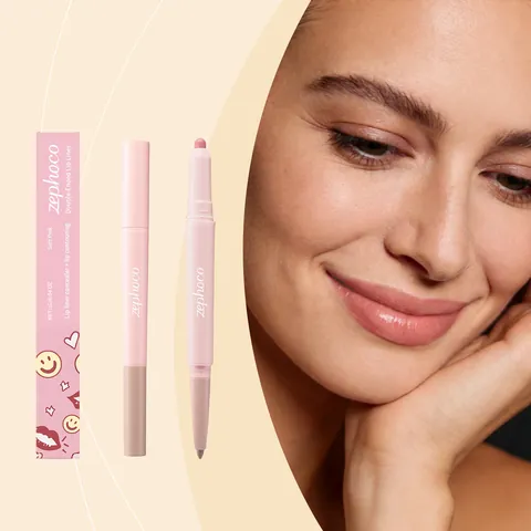 Zephoco Zartrosa Doppelendiger Lippenkonturenstift Schatten Concealer Stift Matte Creme Formel Kunststoff Körper Make-up Werkzeug