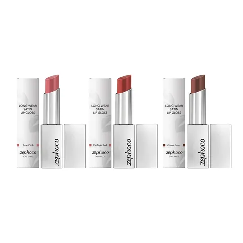 Zephoco Satin Lip Gloss Smooth Paste Moisturizing Lip Tint For Women Daily Makeup Rose Pink Cocoa Vintage Red Long Lasting Lip Glaze