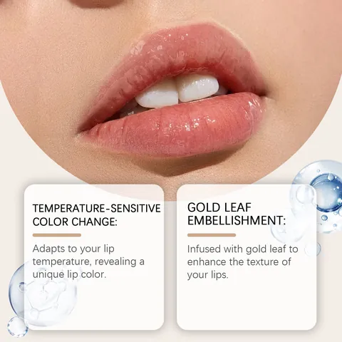 Lápiz Labial Hidratante Con Cambio de Color Por Temperatura Con Lámina de Oro Ácido Hialurónico Bálsamo Labial Brillante Transparente Larga Duración