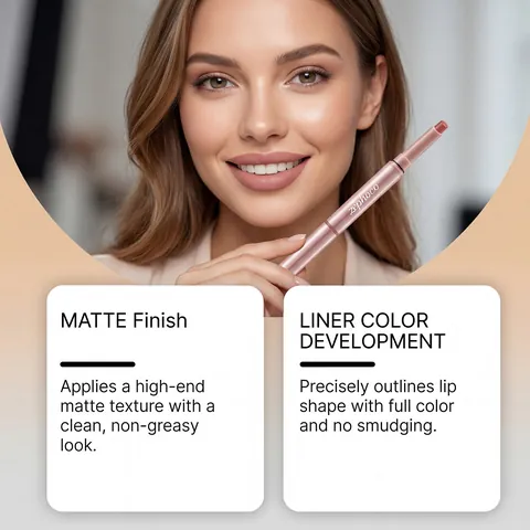 Doppelendiger Matte Lippenkonturenstift Und Lippenstift Hochpigmentiertes Rot Langanhaltender Feuchtigkeitsspendender Natürlicher Lippenstift