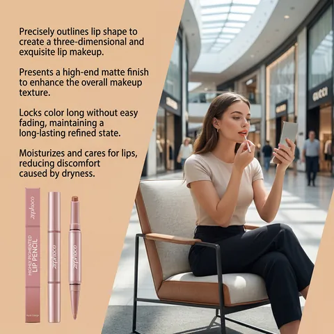 Zephoco Nude Orange Matt Lippenstift Doppelendiges Hochpigmentiertes Seidig Glattes Lippenkonturenstift Gloss Für Damen Kosmetik