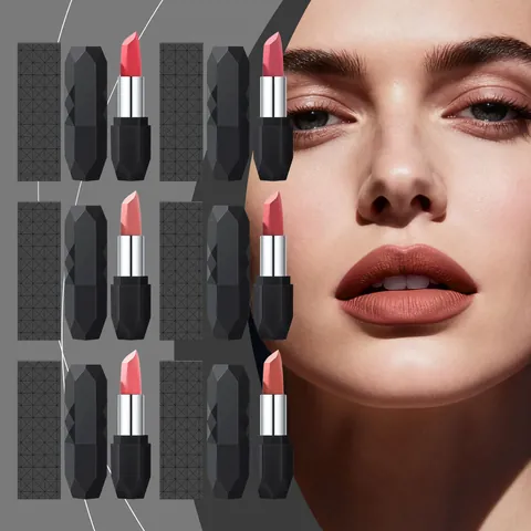 Lápiz Labial Terciopelo Mate Larga Duración Maquillaje de Labios Impermeable Tubo Corte Diamante Textura Sedosa Hidratante para Mujer