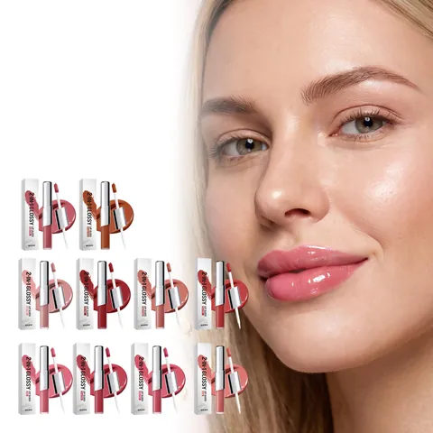 2-in-1 Glanzende Lipgloss Dubbele Kop Spiegeleffect Langdurig Hydraterend Niet-Plakkerige Vloeibare Lipglazuur Voor Dames Make-up