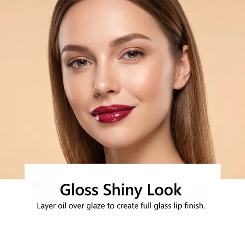 2-In-1 Plum Red Glossy Lip Gloss Long Wearing Nourishing Shiny Liquid Lipstick Dual End Lip Makeup For Women Daily Office Use