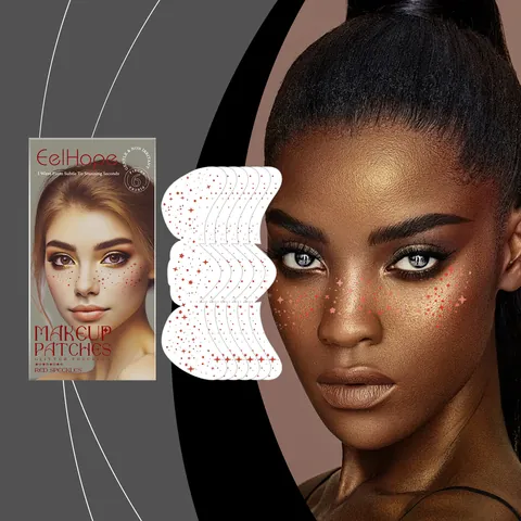 Eelhoe Red Glitter Freckle Makeup Patches Waterproof Long Lasting Temporary Tattoo Stickers Glamorous Face Decoration