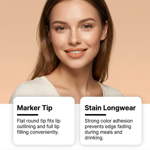 Zephoco Matte Main Stain Lip Marker Nude Orange Langanhaltender Lippenkonturenstift Für Damen Wasserfest Wischfest Make-up