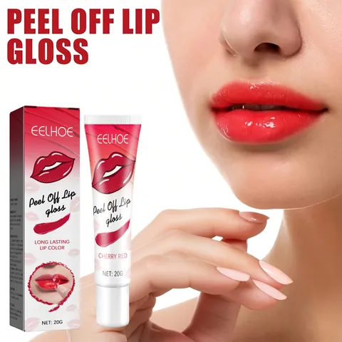 EELHOE Abziehbarer Lippengloss Kirschrot Langanhaltend Matt Wasserdicht Lippenfarbe Für Frauen Lippenstift Make-up Kosmetik