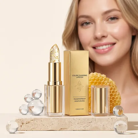 Lápiz Labial que Cambia de Color con la Temperatura Lámina de Oro Bálsamo Labial Hidratante de Larga Duración para Mujer Maquillaje Diario