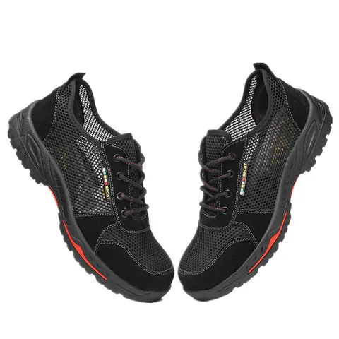 Zapatos de Seguridad Transpirables Puntera de Acero Botas de Trabajo Anti-Perforación Flyknit Mesh Calzado de Protección Industrial para Hombres Mujeres